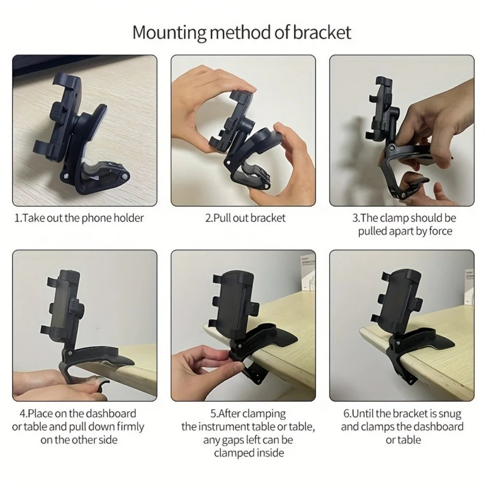 Universal Car Dashboard Phone Holder 360° Rotation Smartphone Car Stand For iPhone Samsung Portable GPS Navigation Holder