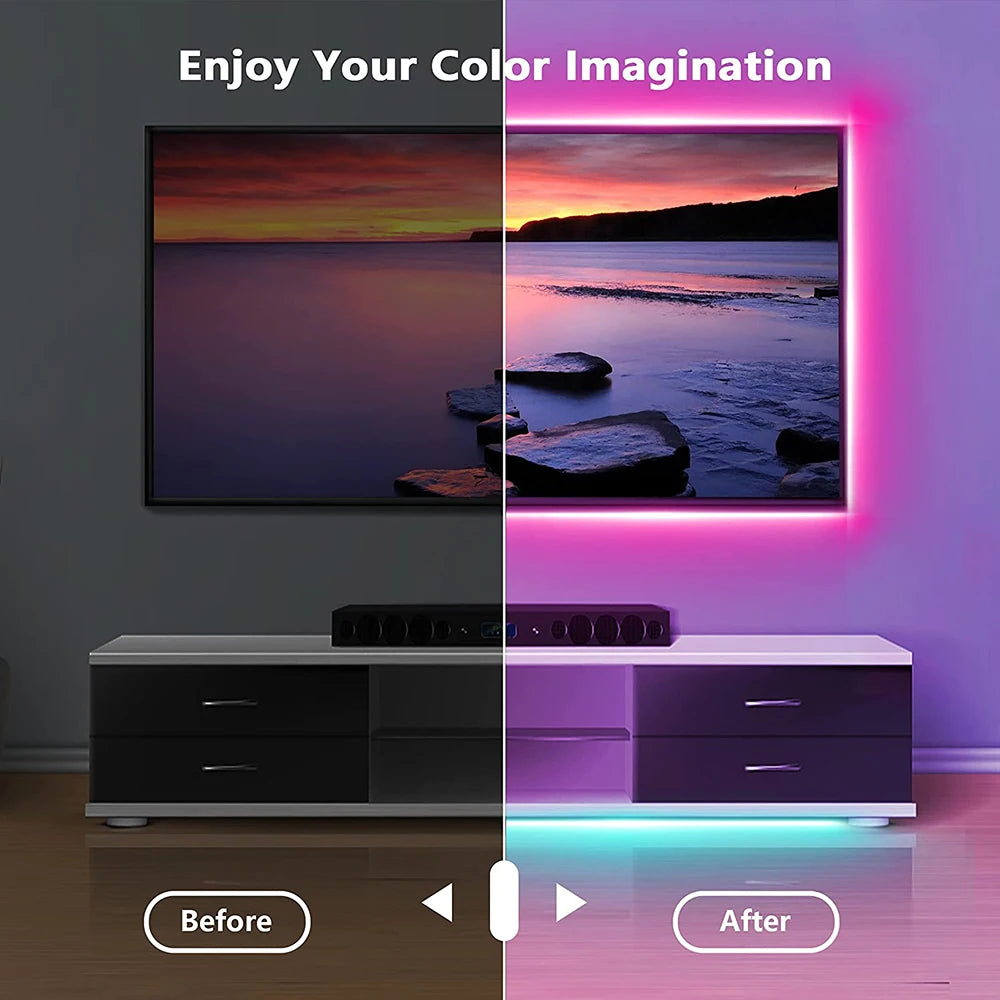 Tape Bluetooth USB LED Strip Light 5V USB RGB Lights Flexible LED Lamp Tape Ribbon RGB Self-adhesive TV Desktop