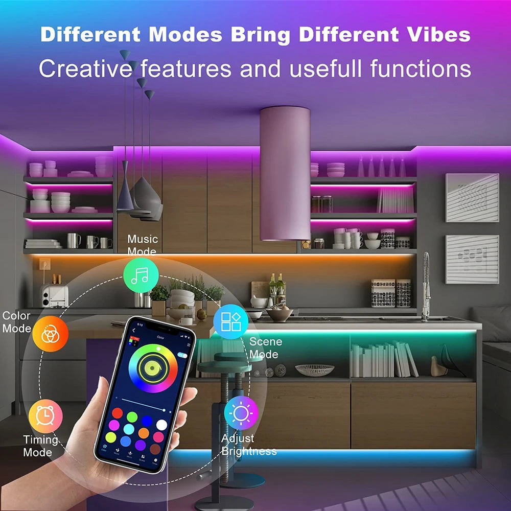 Tape Bluetooth USB LED Strip Light 5V USB RGB Lights Flexible LED Lamp Tape Ribbon RGB Self-adhesive TV Desktop