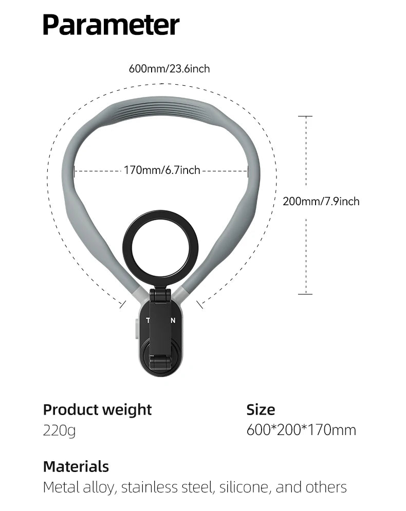 TELESIN Magnetic Neck Mount for Phones Neck Cell Phone POV Mount Phone Neck Holder Chest Stand Strap for iPhone Android Phones