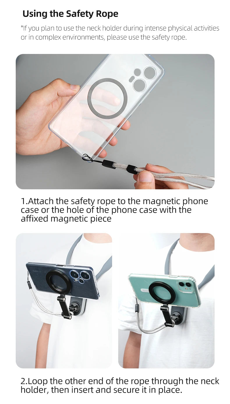 TELESIN Magnetic Neck Mount for Phones Neck Cell Phone POV Mount Phone Neck Holder Chest Stand Strap for iPhone Android Phones