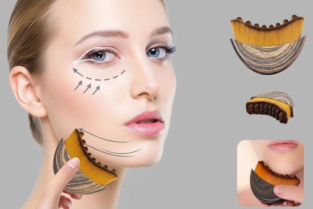Lymphatic Contour Face Brush Dry Brushing Face Brush Lymphatic Drainage Massager for Face Chin Jawline Sculpting The Skin