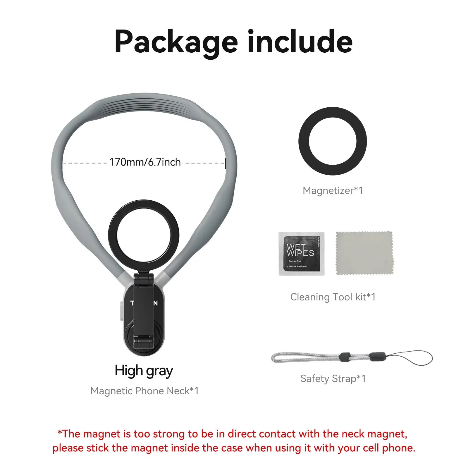 TELESIN Magnetic Neck Mount for Phones Neck Cell Phone POV Mount Phone Neck Holder Chest Stand Strap for iPhone Android Phones