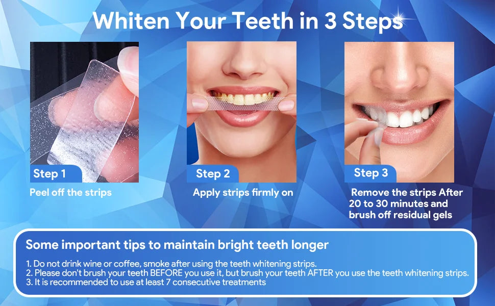 5D Teeth Whitening Strips Gel Remove Plaque Stains Cleaning Oral Hygiene Bleaching Dental Tools Fresh Breath Brighten Tooth Care