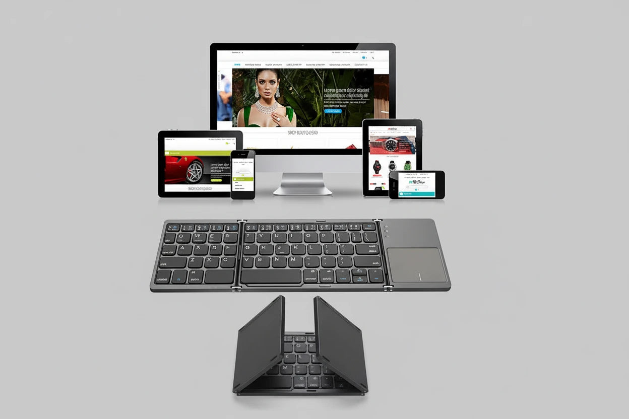 Portable Foldable Folding Keyboard Mini Wireless Bluetooth Keyboard Touchpad Keyboard for Windows Android IOS Tablet ipad Phone