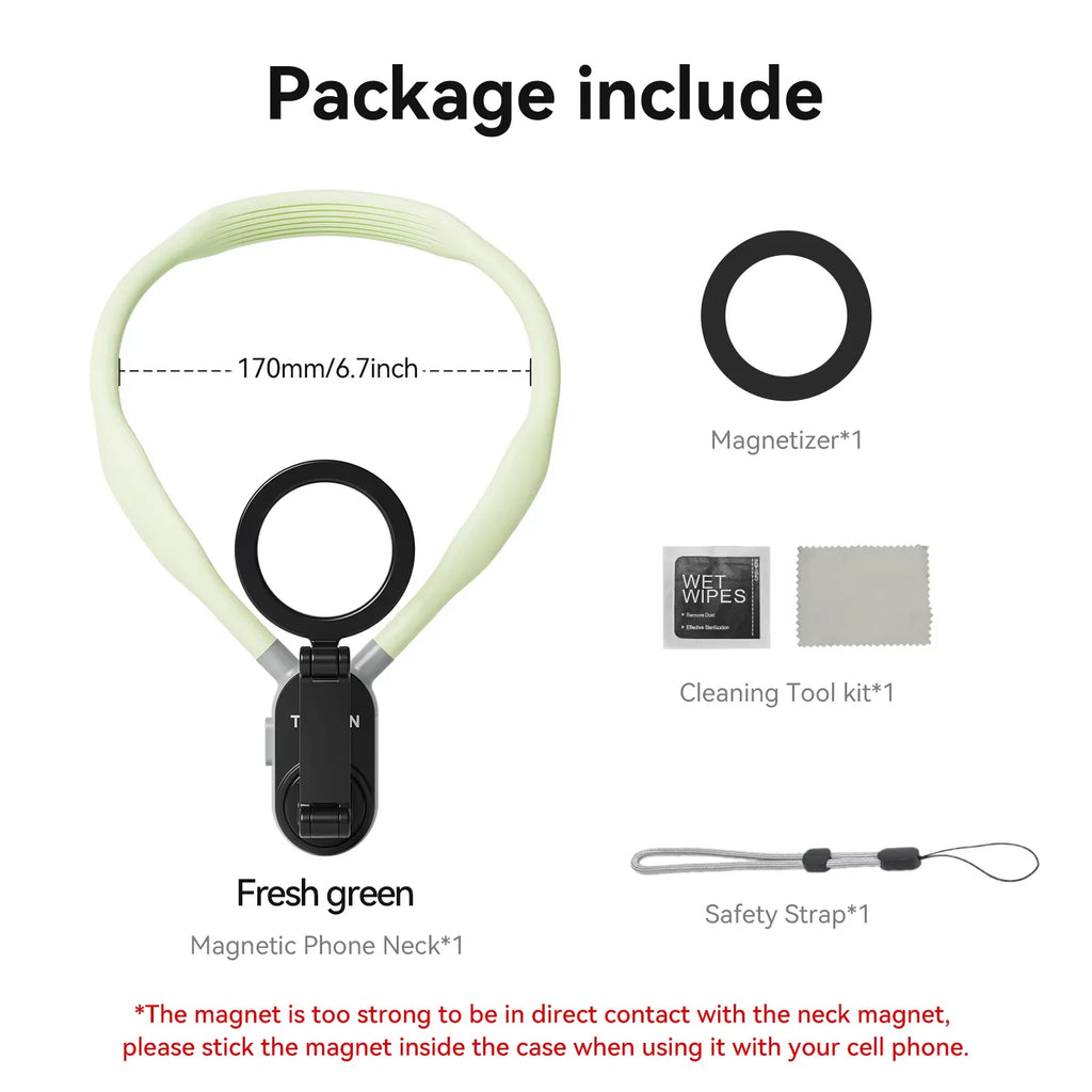 TELESIN Magnetic Neck Mount for Phones Neck Cell Phone POV Mount Phone Neck Holder Chest Stand Strap for iPhone Android Phones