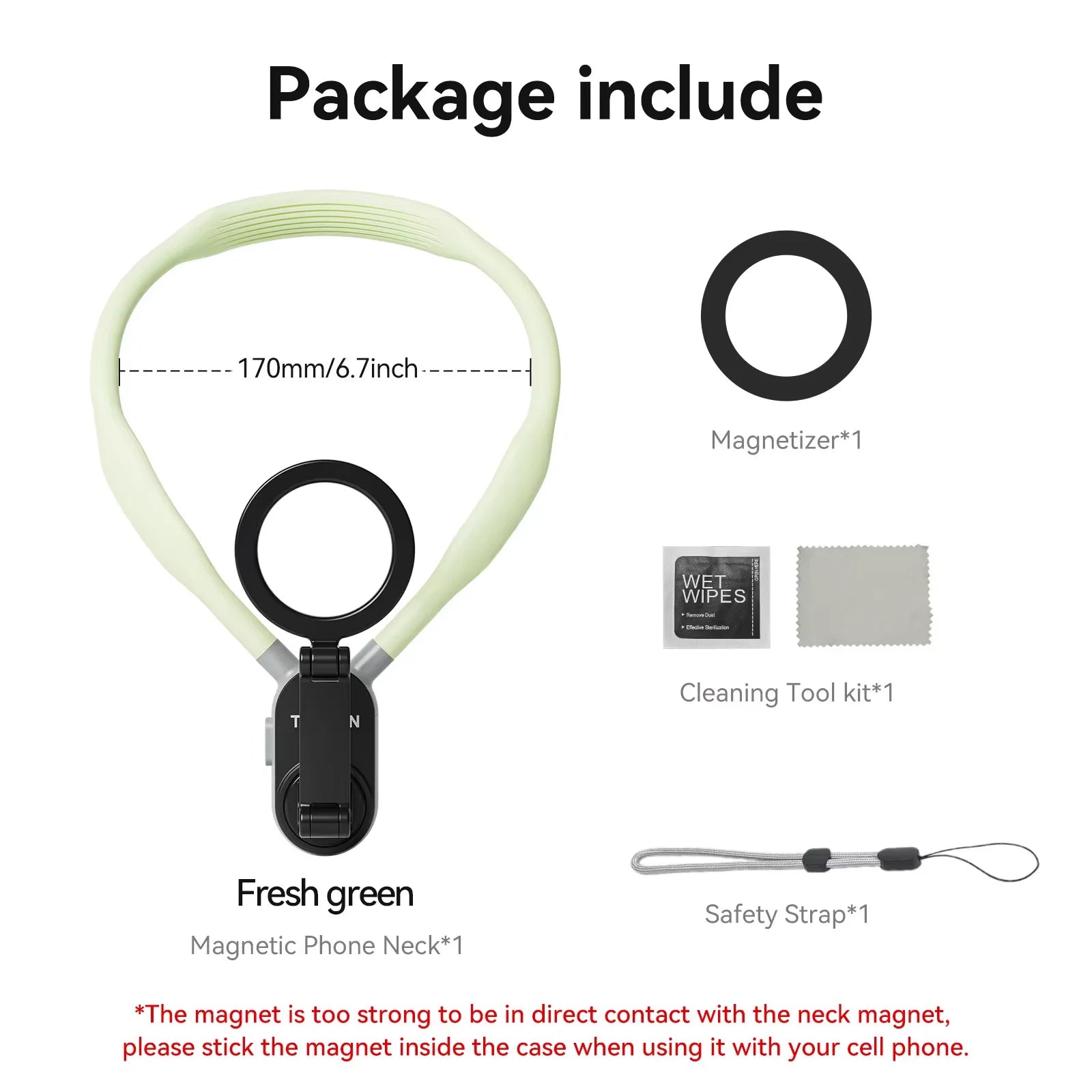 TELESIN Magnetic Neck Mount for Phones Neck Cell Phone POV Mount Phone Neck Holder Chest Stand Strap for iPhone Android Phones
