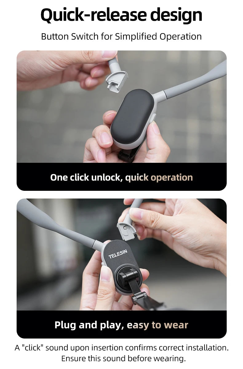 TELESIN Magnetic Neck Mount for Phones Neck Cell Phone POV Mount Phone Neck Holder Chest Stand Strap for iPhone Android Phones