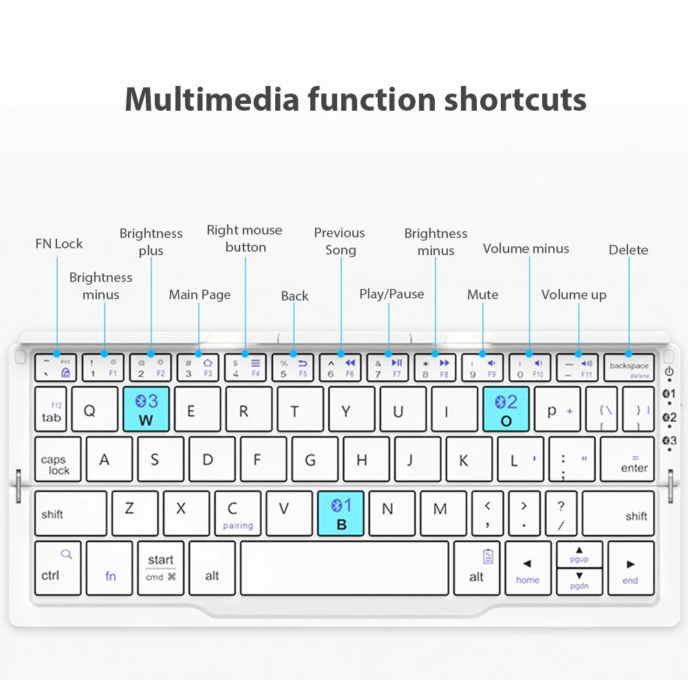 Mini Wireless Foldable Keyboard Supports 3 Devices With Stand Charging Wireless Bluetooth Keyboard Multilingual Ipad Keyboard
