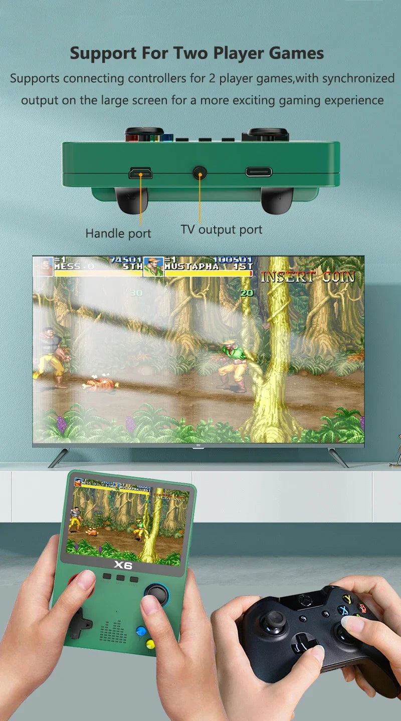 Retro Handheld Game Console 3.5Inch IPS Screen Dual 3D Joystick 11 Simulators GBA Video Game Players 10000+ Games for Kids Gifts