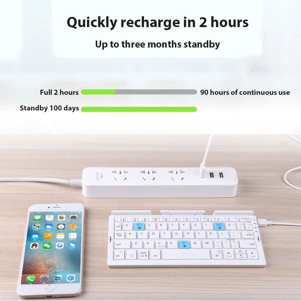 Mini Wireless Foldable Keyboard Supports 3 Devices With Stand Charging Wireless Bluetooth Keyboard Multilingual Ipad Keyboard