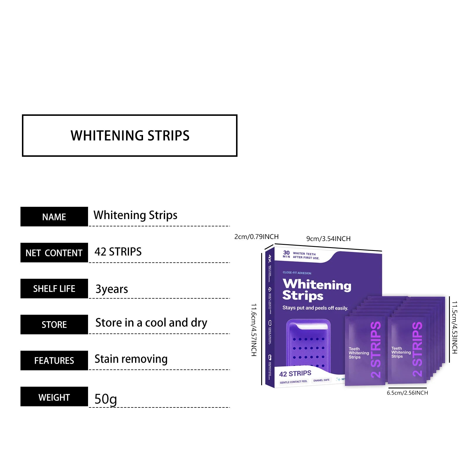 Purple Teeth Whitening Strips Improve Dental Yellowing Oral Cleaning Gel Teeth Bright Stain for Lasting Bright Smile