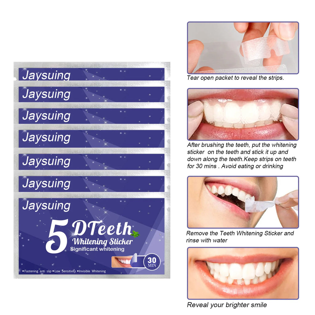 5D Teeth Whitening Strips Gel Remove Plaque Stains Cleaning Oral Hygiene Bleaching Dental Tools Fresh Breath Brighten Tooth Care