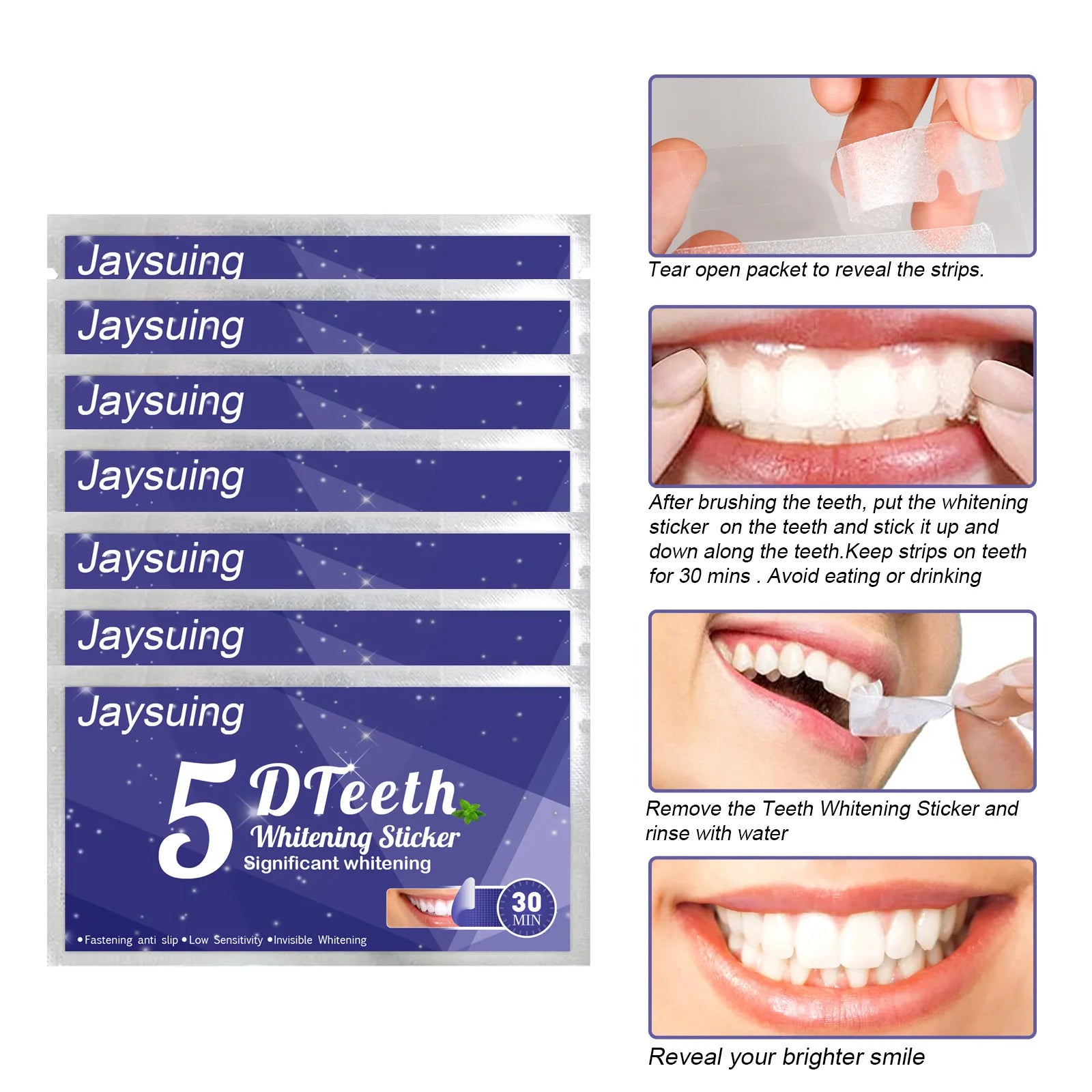 5D Teeth Whitening Strips Gel Remove Plaque Stains Cleaning Oral Hygiene Bleaching Dental Tools Fresh Breath Brighten Tooth Care